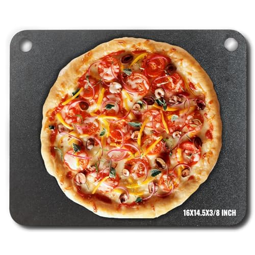 VEVOR Pizzastein Pizzastahl 406 x 368 x 10 mm, Pizzastahlplatte für den Ofen, Vorgewürzter Pizza-Backstein aus Q235-Kohlenstoffstahl mit Höherer Leitfähigkeit für Restaurants, Cafés, Straßenläden von VEVOR