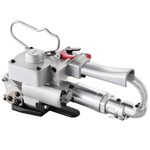 VEVOR Pneumatisches Umreifungsgerät, für 1,9-2,54 cm breite PET-Kunststoffbänder, Umreifungsmaschine, Handballenpresse, automatische Verpackungsmaschine mit 4000N Umreifungskraft, Umreifungsset von VEVOR
