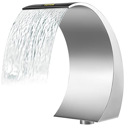 VEVOR Pool-Wasserfall-Brunnen, Wasserfontäne, 40 x 20 cm, silberfarbene Pool-Brunnen für Bodenpools, Wasserfälle im Garten, im Freien, transparenter Teich, Wasserspiel von VEVOR
