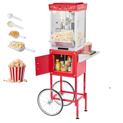 VEVOR Popcornmaschine Popcornautomat mit Kessel & Wagen, 800 W kommerzieller Popcornmaker, 48 Tassen pro Ladung, mit 2-Tasten-Bedienung, Glaswand, PC-Tür, 1 Portionierer, 3 Löffel, Rot VEVOR Popcornmaschine Popcornautomat mit Kessel & Wagen, 800 W kommerzieller Popcornmaker, 48 Tassen pro Ladung, mit 2-Tasten-Bedienung, Glaswand, PC-Tür, 1 Portionierer, 3 Löffel, Rot von VEVOR