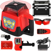Roter Laser-Wasserwaage, rotierend, selbstnivellierend, Messung, automatisch rotierender roter Strahl, mit Empfänger, Fernbedienung, Tragetasche von VEVOR