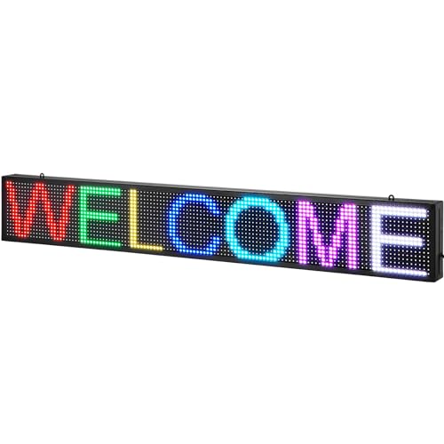 VEVOR Programmierbares LED-Schild, P10 Vollfarb-LED-Scrolling-Panel, DIY-Anzeigetafel mit Benutzerdefiniertem Textanimationsmuster, WIFI-USB-Steuerung, Nachrichten-Ladenschild 131 x 19 cm von VEVOR