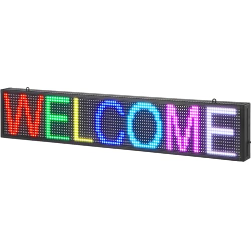 VEVOR Programmierbares LED-Schild, P10 Vollfarb-LED-Scrolling-Panel, DIY-Anzeigetafel mit Benutzerdefiniertem Textanimationsmuster, WIFI-USB-Steuerung, Nachrichten-Ladenschild Werbung 99 x 19 cm von VEVOR