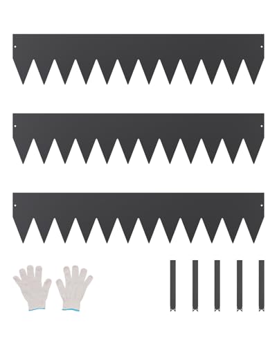 VEVOR Rasenkante, 3er-Pack 1016x203x1,5mm, Beetumrandung aus Metall, biegbare Wegbegrenzung, robuste Beeteinfassung, Trennwand für Blumenbeete, Hofwege, schwarz von VEVOR