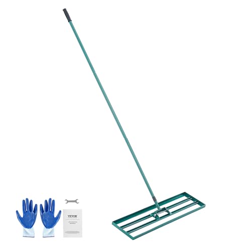 VEVOR Rasenrakel 91x25 cm Bodenplatte Levelawn-Werkzeug Aluminiumlegierung und Q235-Stahl Levelingrake 1981mm Stange Bodenplatte Golf Grass Levelawn zum Einebnen von Sand Erde Kompost und Moos von VEVOR