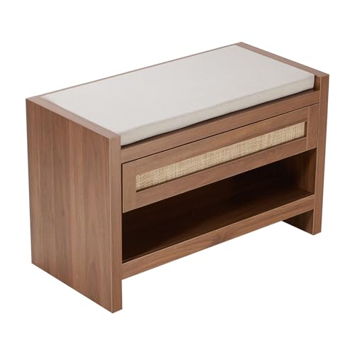 VEVOR Rattanbank Schuhbank Eingangsbank Sitzbank 786 x 374 x 500 mm mit Aufbewahrungsschublade & Sitzkissen Flurbank Bank mit handgewebtem Rattan, für Wohnzimmer Schlafzimmer Küche Eingangsbereich VEVOR Rattanbank Schuhbank Eingangsbank Sitzbank 786 x 374 x 500 mm mit Aufbewahrungsschublade & Sitzkissen Flurbank Bank mit handgewebtem Rattan, für Wohnzimmer Schlafzimmer Küche Eingangsbereich von VEVOR