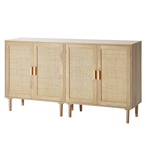 VEVOR Rattanschrank Rattankommode 2 STK. Aufbewahrungsschrank mit 4 magnetischen Türen, Sideboard Buffetschrank mit verstellbaren Regalen, Ideal für Flur Eingangsbereich Wohnzimmer oder Küche VEVOR Rattanschrank Rattankommode 2 STK. Aufbewahrungsschrank mit 4 magnetischen Türen, Sideboard Buffetschrank mit verstellbaren Regalen, Ideal für Flur Eingangsbereich Wohnzimmer oder Küche von VEVOR