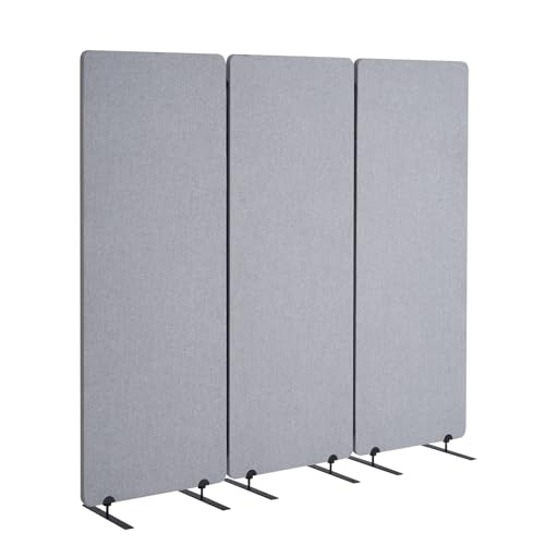 VEVOR Raumteiler 3 Paneele Paravent 1840 x 350 x 1655 mm, Faltbarer Sichtschutz & tragbarer Trennwandteiler aus PET-Polyester zur Raumtrennung, für Büro Schlafzimmer Arbeitszimmer, hellgrau von VEVOR