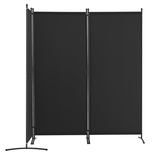 VEVOR Raumteiler Trennwand 3-teiliger Paravent Stellwand, Faltbarer Sichtschutz für Büro Schlafzimmer Esszimmer Arbeitszimmer Balkon, Raumtrenner freistehend (228 x 52 x 184 cm), Schwarz von VEVOR
