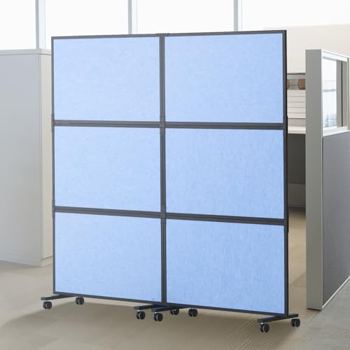 VEVOR Raumteiler Trennwand Paravent Schallschutzwand Doppelpanel, tragbare Bürotrennwand mit Polyester und Stahlkabinenwand, Raumtrenner (171 x 93 x 39 cm), Indigoblau von VEVOR