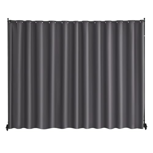 VEVOR Raumteiler Trennwand Paravent Stellwand Einzelpanel, Tragbarer Sichtschutz für Büro Schlafzimmer Esszimmer Arbeitszimmer Balkon, Raumtrenner Rollbar (308,5 x 45 x 245,5 cm), Grau von VEVOR