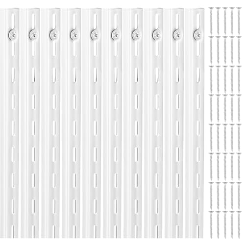 VEVOR Regalpilaster, 990 mm, 10er-Pack, aufrechtes Wandregalsystem, robustes Stützsystem mit Einzelschlitz-Regalschienen, 40 Schrauben, geeignet für die Organisation von Schränken, silber von VEVOR