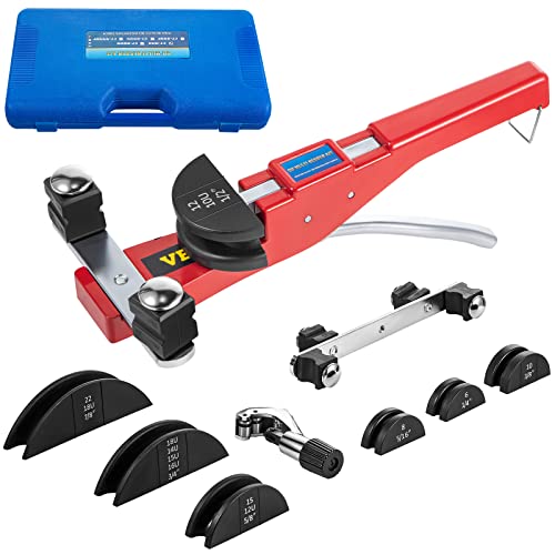 VEVOR Rohrbieger, 7 Matrizen 1/4-7/8 Zoll 6-22 mm Ratschen-Rohrbiegegerät-Set, 90°-Handrohrbieger mit Rückbiegevorsatz, 10 KN Biegekraft Handbiegemaschine von VEVOR
