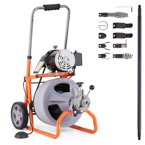 VEVOR Rohrreinigungsmaschine 100 Fuß x 3/8 Zoll, automatische Rohrreinigungsspirale auf Rädern, tragbare Rohrreinigungsmaschine mit 8 Schneidern und luftaktiviertem Fußschalter für 2 bis 4 Zoll Rohre VEVOR Rohrreinigungsmaschine 100 Fuß x 3/8 Zoll, automatische Rohrreinigungsspirale auf Rädern, tragbare Rohrreinigungsmaschine mit 8 Schneidern und luftaktiviertem Fußschalter für 2 bis 4 Zoll Rohre von VEVOR