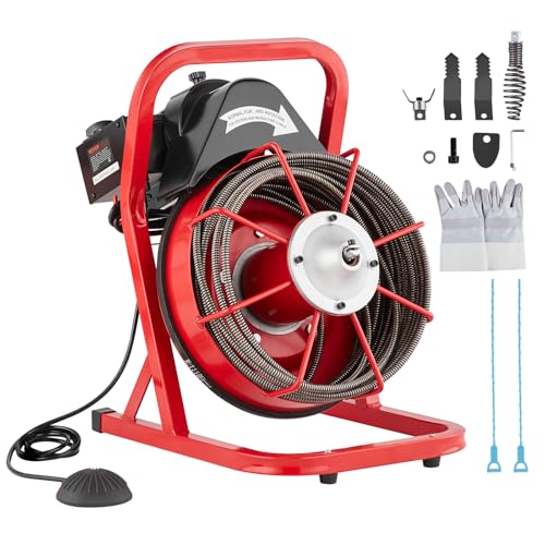 VEVOR Rohrreinigungsmaschine 15 m x 9,53 mm, Kanalisationsspirale mit manueller Zuführung, Rohrreinigungsgerät mit 4 Schneidern und luftaktiviertem Fußschalter für 5 bis 10 cm Rohre VEVOR Rohrreinigungsmaschine 15 m x 9,53 mm, Kanalisationsspirale mit manueller Zuführung, Rohrreinigungsgerät mit 4 Schneidern und luftaktiviertem Fußschalter für 5 bis 10 cm Rohre von VEVOR