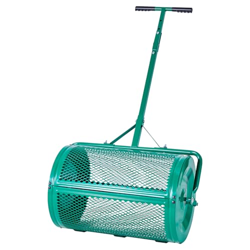 VEVOR Saatgutstreuer, 67 cm breiter Kompoststreuer mit Schiebe-/Schleppgriff, Torfmoosstreuer 4 Höhen verstellbar, Gartenstreuer für Garten, robuster Grassamenstreuer zum Pflanzen & Säen von VEVOR
