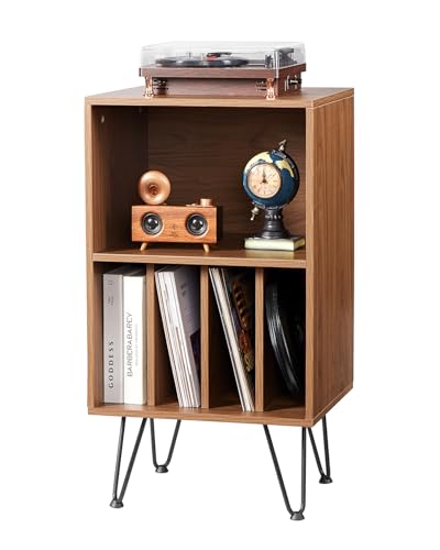 VEVOR Schallplattenaufbewahrung 3-stufiger Plattenspielerständer, Aufbewahrungsschrank mit Metallbeinen für Vinyl-Schallplatten Ausstellungsregal für Schlafzimmer Wohnzimmer Braun VEVOR Schallplattenaufbewahrung 3-stufiger Plattenspielerständer, Aufbewahrungsschrank mit Metallbeinen für Vinyl-Schallplatten Ausstellungsregal für Schlafzimmer Wohnzimmer Braun von VEVOR