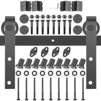 Schiebetürbeschlag 366cm Länge Schiebetürsystem aus Kohlenstoffstahl Schiebetüren Komplettset 150kg Tragfähigkeit Laufschienen Set max. 183cm von VEVOR
