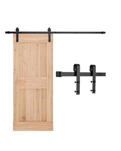 VEVOR Schiebetürsystem 183 cm Laufschiene, Schiebetürbeschlag Tragkraft 150 kg, kompatibel mit 914 mm max. Breite und 34,92 bis 44,45 mm Dicke, Schiene & J-förmige Rolle, schwarz von VEVOR