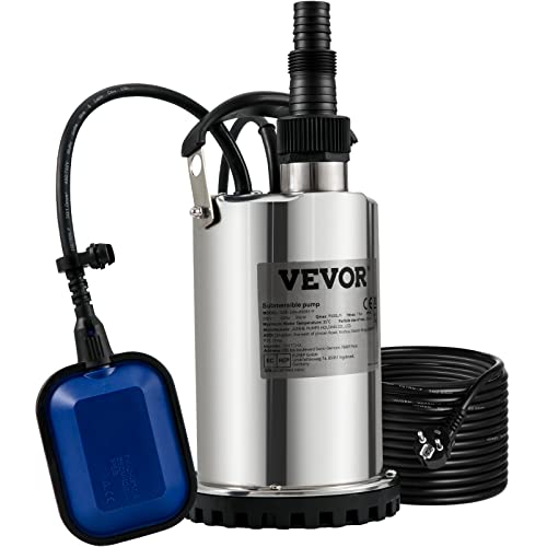 VEVOR Schmutzwasserpumpe 550 W Schmutzwasserpumpe, 158 L/min Tauchpumpe Vakuum Swimmingpool Keller Klärgrube mit Ablassadapter zum Abpumpen von Schmutzwasser von VEVOR