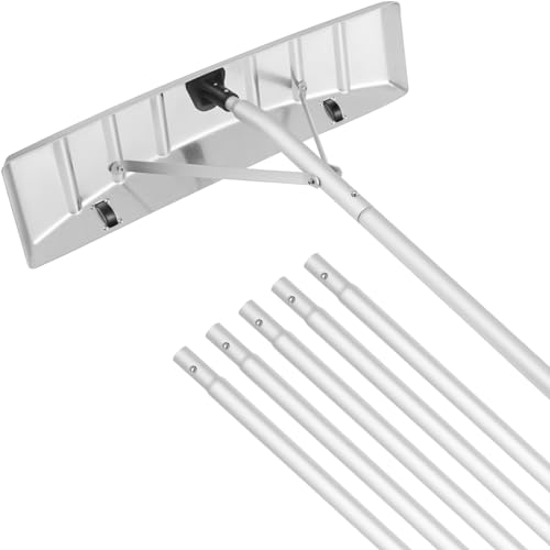 VEVOR Schneeschaufel Dach 64 cm, Einstellbereich 1,52 bis 6,4 m, Dachschneeräumer aus Aluminium und ABS Schaufel, Schneeschieber mit Schutzrädern und rutschfestem Griff Schneeräumer Dachräumer von VEVOR