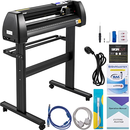 VEVOR Schneideplotter Vinyl 720 mm Schneideplotter Schneidemaschine Vinyl mit Signcut & Signmaster-Software, 800 mm/s effizienter Vinyl-Schneider mit 3 Klingen LCD-Display zum Plotten und Schneiden von VEVOR