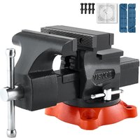 VEVOR Schraubstock, 140 mm Backenbreite, 140 mm max. Backenöffnung, 360° schwenkbare Feststellbasis, 73 mm Ausladung, Werkbank-Schraubstock aus von VEVOR