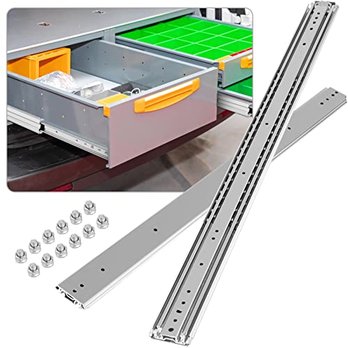 VEVOR Schubladenschienen 2Stk(52") Gleitschienen für Schubladen 225kg Belastbar Schubladen Schienensystem 132,08x7,6x1,9cm(eingeschoben) Vollauszug Ideal für Autoschubladen Büroschrank Werkzeugraum von VEVOR