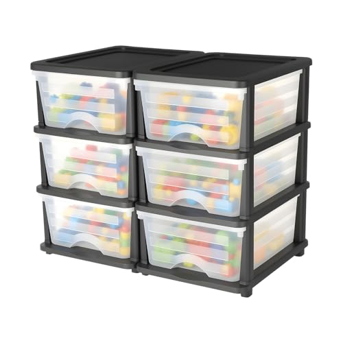 VEVOR Schubladenwagen Schubladenschrank mit 3 Schubladen (2er-Pack), rollbarer Schubladenbox Rollcontainer aus Kunststoff mit durchsichtigen Behältern für Bürobedarf Bastelräume Klassenzimmer von VEVOR