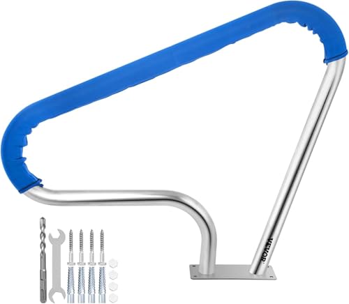 VEVOR Schwimmbad-Handlauf Edelstahl 98,9x81,3 cm Pool Haltegriff Griffbogen 113 kg Tragbar Einstiegshilfe Pool Ø 4,8 cm Kurven-Design mit Griffabdeckung für Schwimmbäder Schräglagen Spa Wasserpark von VEVOR