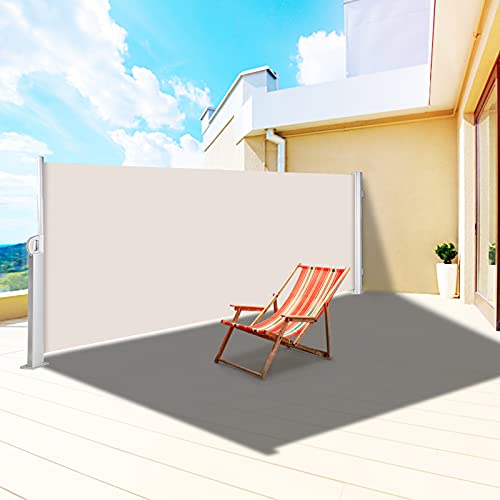 VEVOR Terrassen Windschutz 160 x 300 cm Rollo Seitenmarkise ausziehbar Cremeweiß für den privaten oder gewerblichen Gebrauch von VEVOR