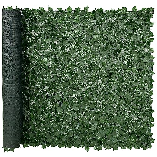 VEVOR Sichtschutzzaun aus Efeu, 1500 x 2490 mm, Sichtschutz, Efeuzaun mit Netzgeweberückseite und verstärkter Verbindung, künstliche Hecken mit Weinblättern als Dekoration für Garten, Hof, Balkon von VEVOR