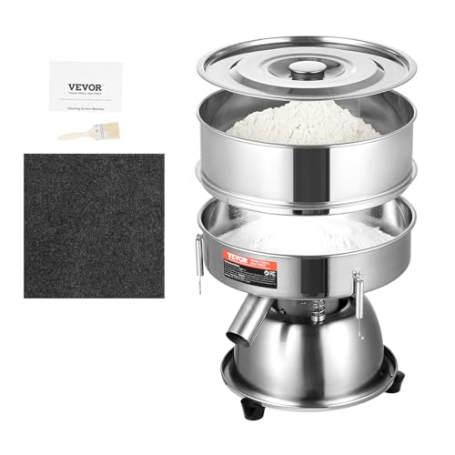 VEVOR Siebmaschine, elektrisches Mehlsieb, Vibrationssiebmaschine, automatisches Sieb zum Sieben 40 + 60 Maschen, 45 W Pulversiebmaschine, Vibrationssiebmaschine für Mehl, Mungbohnen, Reis, Silber VEVOR Siebmaschine, elektrisches Mehlsieb, Vibrationssiebmaschine, automatisches Sieb zum Sieben 40 + 60 Maschen, 45 W Pulversiebmaschine, Vibrationssiebmaschine für Mehl, Mungbohnen, Reis, Silber von VEVOR