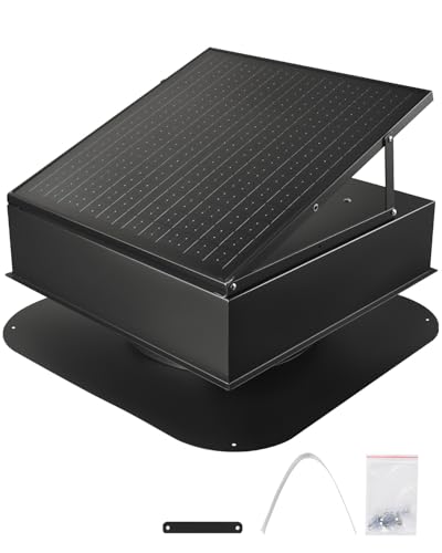 VEVOR Solarbetriebener Ventilator, 35 W intelligenter Solar-Dachventilator mit Thermostat, 67960 L/min Luftstrom, eingebauter bürstenloser Gleichstrommotor zur Kühlung & Entfeuchtung von VEVOR