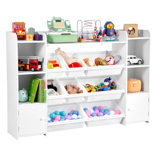 VEVOR Spielzeugaufbewahrung Organizer Bücherregal Spielzeugregal, 4-stöckige multifunktionale Ablage mit 8 flexiblen Kunststoffbehältern Schrank für Schlafzimmer Klassenzimmer Kinderzimmer Weiß VEVOR Spielzeugaufbewahrung Organizer Bücherregal Spielzeugregal, 4-stöckige multifunktionale Ablage mit 8 flexiblen Kunststoffbehältern Schrank für Schlafzimmer Klassenzimmer Kinderzimmer Weiß von VEVOR
