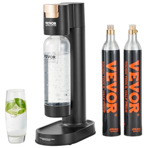 VEVOR Sprudelwassergerät Wassersprudler Soda Maker, Sprudelwasser-Starter-Set mit BPA-freier 1-Liter-PET-Flasche, 2 Stk. CO2-Flaschen, Kompatibel mit Einschraubbaren 60-Liter-CO2-Flaschen (CO2-Frei) von VEVOR