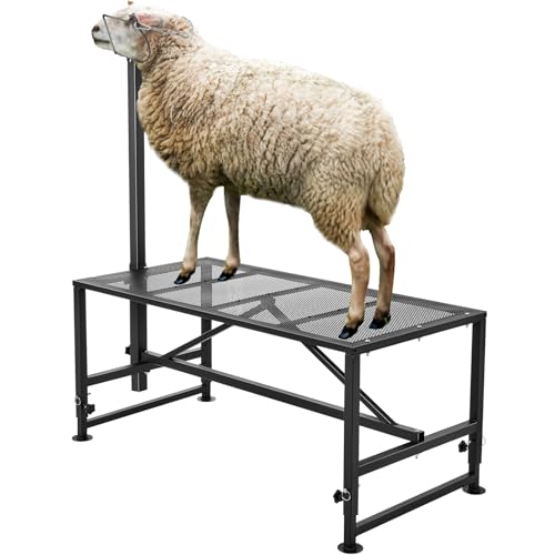 VEVOR Stand für Ziegen und Schafe, 1295 x 584 mm Viehstand, Metallstand zum Melken und Scheren von Vieh, 533 bis 838 mm verstellbare Höhe, mit Kopfstück und Nasenschlaufe, 227 kg Ladegewicht, schwarz von VEVOR