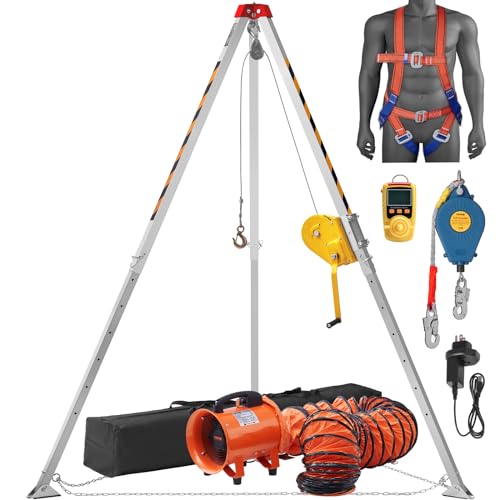 VEVOR Stativ-Set für beengte Räume 1179 kg Winde Stativ für beengte Räume mit 2,45 m Beinen und 30 m Kabel Rettungsstativ für beengte Räume mit Absturzsicherung Gurt Gebläse Tasche für beengte Räume VEVOR Stativ-Set für beengte Räume 1179 kg Winde Stativ für beengte Räume mit 2,45 m Beinen und 30 m Kabel Rettungsstativ für beengte Räume mit Absturzsicherung Gurt Gebläse Tasche für beengte Räume von VEVOR