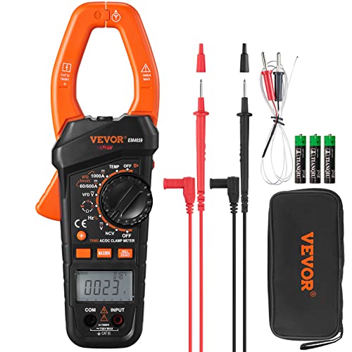 VEVOR Stromzange 1000A True-RMS Zangenmultimeter 5999Counts Zangenmessgerät Für Gleich-/Wechselstrom Gleich-/Wechselspannung Frequenz Widerstand Diodentest Ein-/Ausschalttest Kapazitäts-/Relativwert von VEVOR