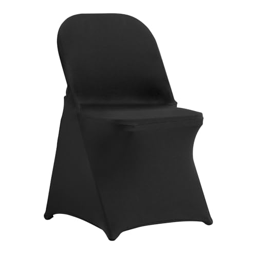 VEVOR Stuhlhussen aus Elastischem Spandex für Klappstühle, Universell Passender Stuhlbezug, Abnehmbare & Waschbare Schonbezüge, für Hochzeiten, Feiertage (100 Stück, Schwarz) von VEVOR