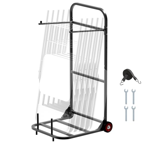 VEVOR Stuhlkarre, Klappbarer Stuhlständer, 45 kg Tragkraft, robuster Stuhlwagen zum Aufhängen von 10 Stühlen, Stuhlaufbewahrungswagen aus Metall mit Gummirädern, Stuhlhalter zum Schieben, Mattschwarz von VEVOR