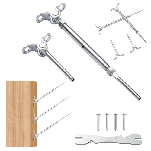 VEVOR T316 Edelstahl, verstellbarer Winkel, 1/8 Zoll Kabelgeländer-Set/Hardware für Holzpfosten, Marinequalität für 1/8 Zoll Drahtseil, 0–180 Grad Winkel und einfache Installation, Silber (10 Stück) von VEVOR