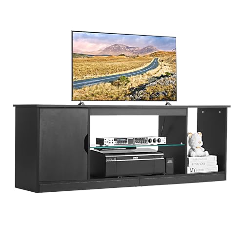 VEVOR TV-Ständer für Fernseher bis zu 65 Zoll, TV Tisch mit Lichtleiste, TV-Schrank aus Holz mit Glasablage & verstellbaren Regalen, Konsolentisch Fernsehschrank für Wohnzimmer Schlafzimmer, Schwarz VEVOR TV-Ständer für Fernseher bis zu 65 Zoll, TV Tisch mit Lichtleiste, TV-Schrank aus Holz mit Glasablage & verstellbaren Regalen, Konsolentisch Fernsehschrank für Wohnzimmer Schlafzimmer, Schwarz von VEVOR