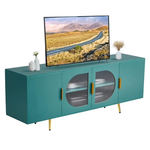 VEVOR TV-Ständer für Fernseher bis zu 75 Zoll, TV Tisch mit Glastüren, TV-Schrank mit goldenen Beinen & verstellbaren Regalen, Konsolentisch Fernsehschrank für Wohnzimmer Schlafzimmer, Grün VEVOR TV-Ständer für Fernseher bis zu 75 Zoll, TV Tisch mit Glastüren, TV-Schrank mit goldenen Beinen & verstellbaren Regalen, Konsolentisch Fernsehschrank für Wohnzimmer Schlafzimmer, Grün von VEVOR