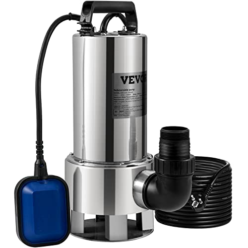 VEVOR Tauchpumpe 1300W Schmutzwasserpumpe 230V Gartenpumpe Durchfluss 20000L/h Schmutzwassertauchpumpe max. Hub 11m IPX8 Ideal zum Pumpen von Wasser aus Schwimmbädern Kellern Teichen von VEVOR