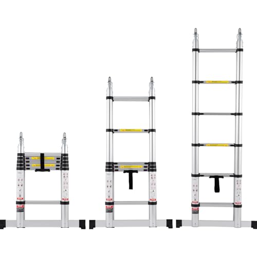 VEVOR Teleskopleiter, 1,85-3,79m A-förmige Aluminium-Ausziehleiter, leichte, Klappbleiter mit Mehrfach-Einzug, 170 kg Tragkraft mit Stabilisatorstange, Mehrzweckleitern für Wohnmobil, Camper VEVOR Teleskopleiter, 1,85-3,79m A-förmige Aluminium-Ausziehleiter, leichte, Klappbleiter mit Mehrfach-Einzug, 170 kg Tragkraft mit Stabilisatorstange, Mehrzweckleitern für Wohnmobil, Camper von VEVOR