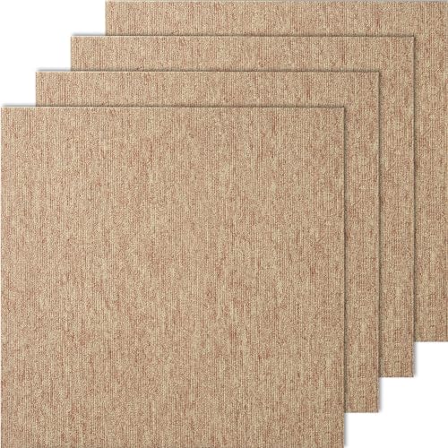 VEVOR Teppichfliesen, 500 x500 x5 mm, Teppichboden mit angebrachter Polsterung, weich gepolsterte Teppichfliesen, einfache DIY-Installation für Schlafzimmer und Wohnzimmer (16 Stk., Dunkelbraun) von VEVOR