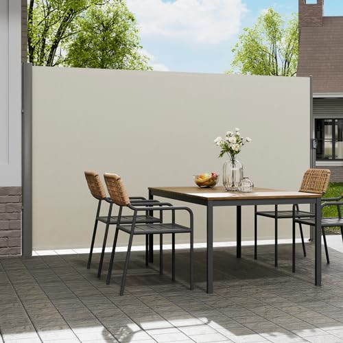 VEVOR Terrassen Windschutz Rollo 180 x 300 cm Cremeweiß Seitenmarkise ausziehbar für den privaten oder gewerblichen Gebrauch von VEVOR