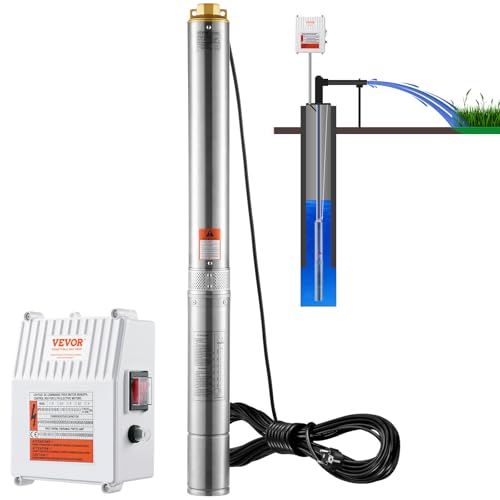 VEVOR Tiefbrunnen-Tauchpumpe, 1500 W, 230 V, 60 Hz, 9,8 m³/h, 108 m Förderhöhe, mit 19,4 m Kabel und externer Steuerbox, Edelstahl-Wasserpumpen für Industrie, Bewässerung und Heimgebrauch, IP68 VEVOR Tiefbrunnen-Tauchpumpe, 1500 W, 230 V, 60 Hz, 9,8 m³/h, 108 m Förderhöhe, mit 19,4 m Kabel und externer Steuerbox, Edelstahl-Wasserpumpen für Industrie, Bewässerung und Heimgebrauch, IP68 von VEVOR