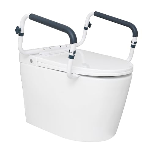 VEVOR Toiletten Aufstehhilfe Toilettensitzerhöhung Armlehne 410–510 mm Einstellbare Breite, 136 kg Tragfähigkeit Robust WC Aufstehhilfe Toiletten Haltegriffe Toilettensitzerhöhung WC Haltegriff von VEVOR